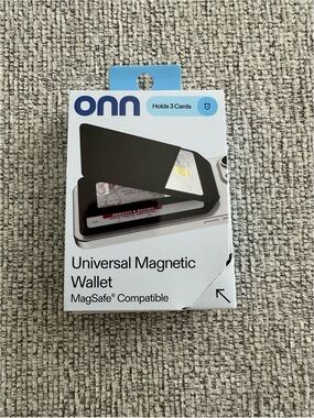 BRAND NEW onn Universal Magnetic Wallet MagSafe Compatible Black 3-Card Holder
